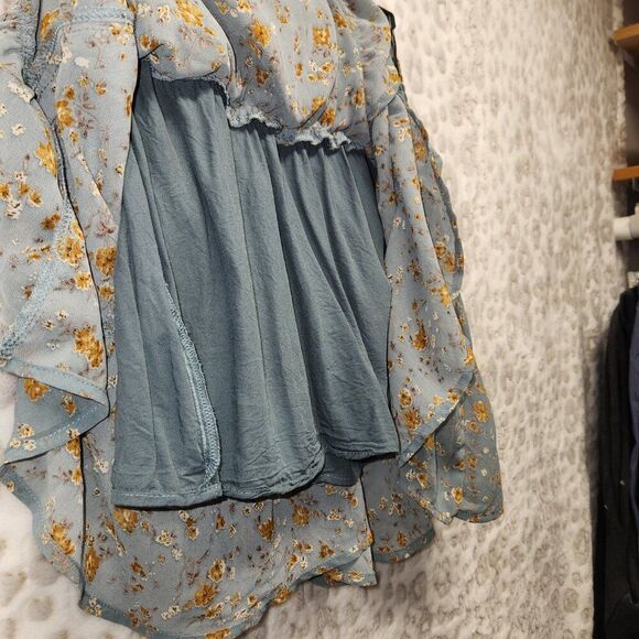 Altar'd State Floral Asymmetrical Tiered Mini Skirt Smocked Waist Med Feminine - Picture 6 of 7